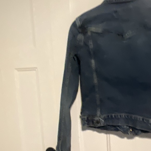 ABERCROMBIE & FITCH Women Medium Blue Stretch Denim Full-Zip Cropped Jean Jacket - Picture 5 of 5